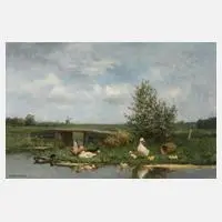 Constant Artz, Enten am Weiher, Öl auf Leinwand