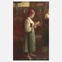 Josef Bárta, Mädchen mit Buch, 1903, Öl auf Leinwand