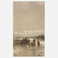 Otto Fedder, Eisvergnügen, Öl auf Karton