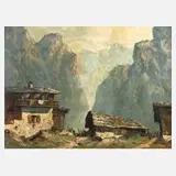 Georg Hösch, Bergbauernhof in den Alpen, Öl auf Leinwand