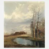K. W. Kerner, "Moorhof", Öl auf Leinwand