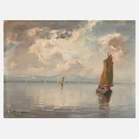 Erwin Kettemann, "Am Bodensee", Öl auf Karton