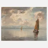 Erwin Kettemann, "Am Bodensee", Öl auf Karton