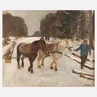 Albert Knoke, Waldarbeiter, 1942, Öl auf Sperrholztafel