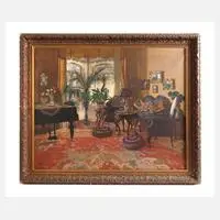 Hans Massmann, Herrschaftliches Stubeninterieur, Öl auf Leinwand