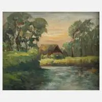 Karl Neuss, "An der Schunter", Öl auf Hartfaserplatte