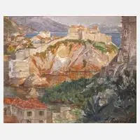 Anastasije Popović, Sommertag in Dubrovnik, Öl auf leinenkaschierter Malplatte