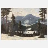 Vladimir Raszka, Verschneite Gebirgslandschaft, Öl auf Leinwand und Spannrahmen