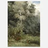 Jean-Baptiste A. Guillemet, Waldlandschaft, Öl auf Holztafel