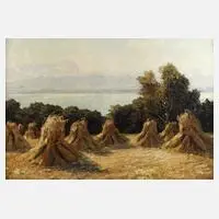 Erntelandschaft mit Heugarben by Otto Eduard Pippel, Öl auf Leinwand, sold Nov 2025