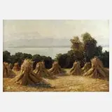 Otto Eduard Pippel, Erntelandschaft mit Heugarben, Öl auf Leinwand