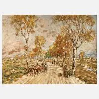 Julius Seyler, "Die Diessener Landstraße", Öl auf Malplatte