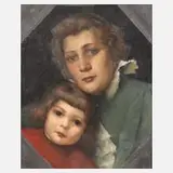 Ludwig von Zumbusch, Mutter und Kind, Öl auf Leinwand und auf Pappe kaschiert