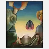 Gunter Ehrhardt, "Kleine Vision", Öl auf Faserplatte
