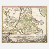 Johann B. Homann, Ansicht und Karte Stralsund, Kupferstich