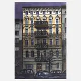 Manfred Butzmann, "Berliner Mietshaus, Calrin 2", 1991, Farbradierung