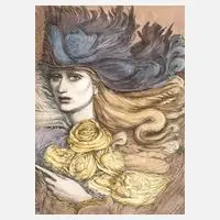 Ernst Fuchs, "Malcha", aquarellierte