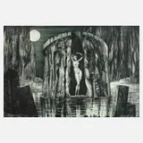 Ernst Fuchs, "Die Geburt der Venus", Radierung in Dunkelgrün