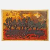 Christian Kruck, "Olivenhain", Farblithographie