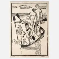 Gerhard Marcks, Die Ruderer, Holzschnitt auf Papier