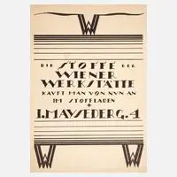 Dagobert Peche, Werbung Wiener Werkstätte, Offsetlithographie in Braun auf Papier