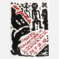 A. R. Penck, Plakat der Galerie Aschenbach, Farbsiebdruck auf leichtem Karton