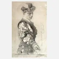 Anton von Werner, Halbportrait eines jungen Mannes, 1878, Zeichnung