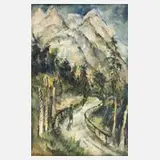 Paul Kuhfuss, Spaziergänger im Gebirge, Aquarell