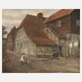 Alexander Schmidt-Michelsen, Auf der Dorfstraße, Mischtechnik