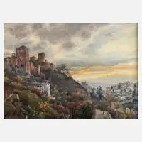 Paul Sollmann, "Granada", 1919, Aquarell in warmer Farbigkeit