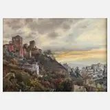 Paul Sollmann, "Granada", 1919, Aquarell in warmer Farbigkeit