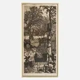 Karl Hanusch, Gartenstück, 1919, Radierung mit dezentem Plattenton