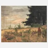 Richard Sachs, Am Waldrand, Öl auf Karton