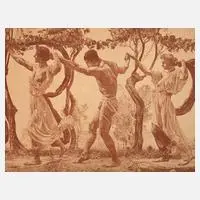 Otto Greiner, "Der Tanz", 1896, Lithographie in Rötel auf gelblichem Japanpapier und auf J