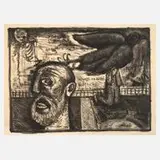 Hans-Hendrik Grimmling, "Die Wolkenbrücke", 1973, Kreidelithographie auf beigem Maschinenbütten