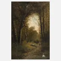 Paul Armandi, Wanderbursche im Wald, Öl auf Leinwand