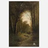Paul Armandi, Wanderbursche im Wald, Öl auf Leinwand