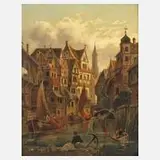 Carl Heinrich Beichling, "Fled in alt Hamburg", Öl auf Leinwand