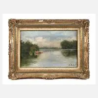 H. von Buttlar, Sommerliche Seelandschaft, Öl auf Leinwand