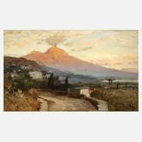 Moritz Erdmann, Blick zum Vesuv, Öl auf Karton