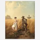Ernst Fröhlich, Begegnung auf dem Feld, Öl auf Leinwand