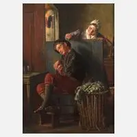 Otto Kirberg, "Störung im Schlaf", Öl auf Malkarton