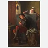 Otto Kirberg, "Störung im Schlaf", Öl auf Malkarton