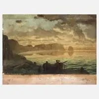 Ferdinand Knab, Romantische Meeresszene, Öl auf Malkarton