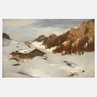 Ernst Adolph Meissner, "Winterlandschaft", Öl auf Malkarton