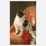 Clementine Nielssen, Hundeportrait, Öl auf Karton