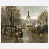 "Paris Place de la République" by Joaquím Pallarés Allustante, 1900, Öl auf Leinwand, sold Aug 2025