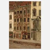 Otto von Ruppert, Kaufingerstraße in München, 1889, Öl auf Leinen auf Karton kaschiert
