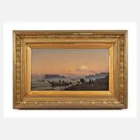 Charles Wirgman, Fischer vor der Kulisse des Berges Fuji, Öl auf Leinwand