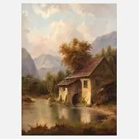 Hermann Dieste, Mühle im Gebirge, Öl auf Leinwand